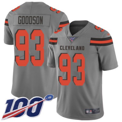 Nike Cleveland Browns #93 B.J. Goodson Gray Men's Stitched NFL Limited Inverted Legend 100th Season Jersey Men's
